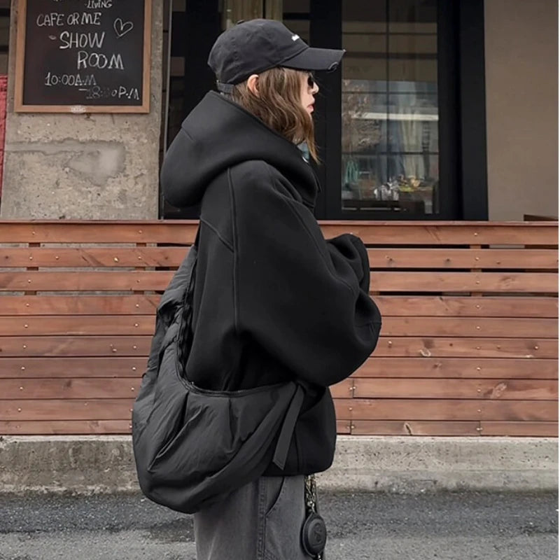 Brand Streetwear Women's Turtleneck Sweatshirt New Spring Autumn Oversized Hoodies Japanese INS Ninja Functional Hooded Pullover